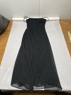 Strapless Black Evening Gown with Subtle Beading